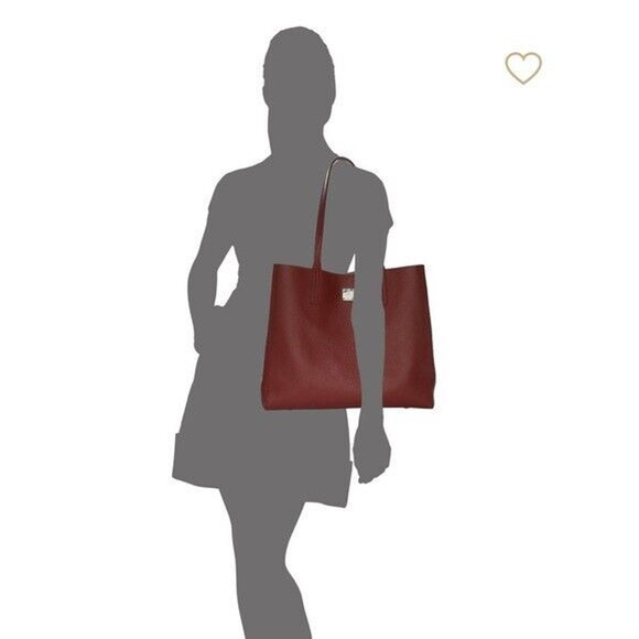 MCM Wandel Red Ruby Tan Leather Reversible Double Handle Shopper Tote Bag - Picture 16 of 16